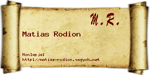 Matias Rodion névjegykártya